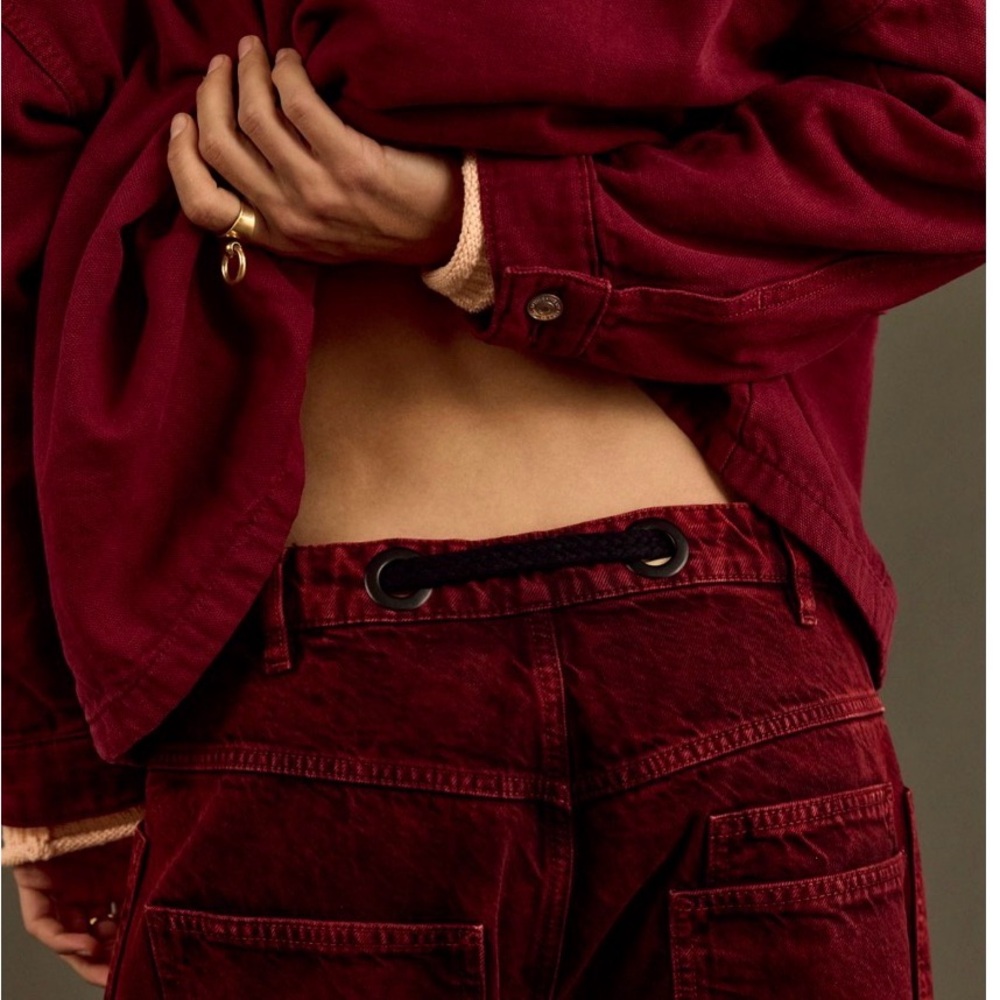 We the Free, Free people Moxie pull on BARREL Denim Pants with Rope Belt